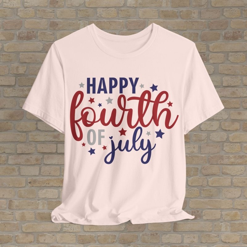 Mostly Text T-Shirts Happy Fourth Fest Tee - Vibrant Styles
