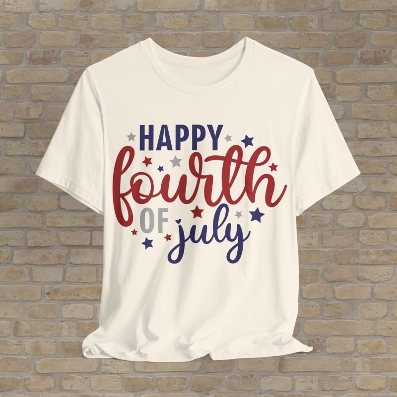 Mostly Text T-Shirts Happy Fourth Fest Tee - Vibrant Styles