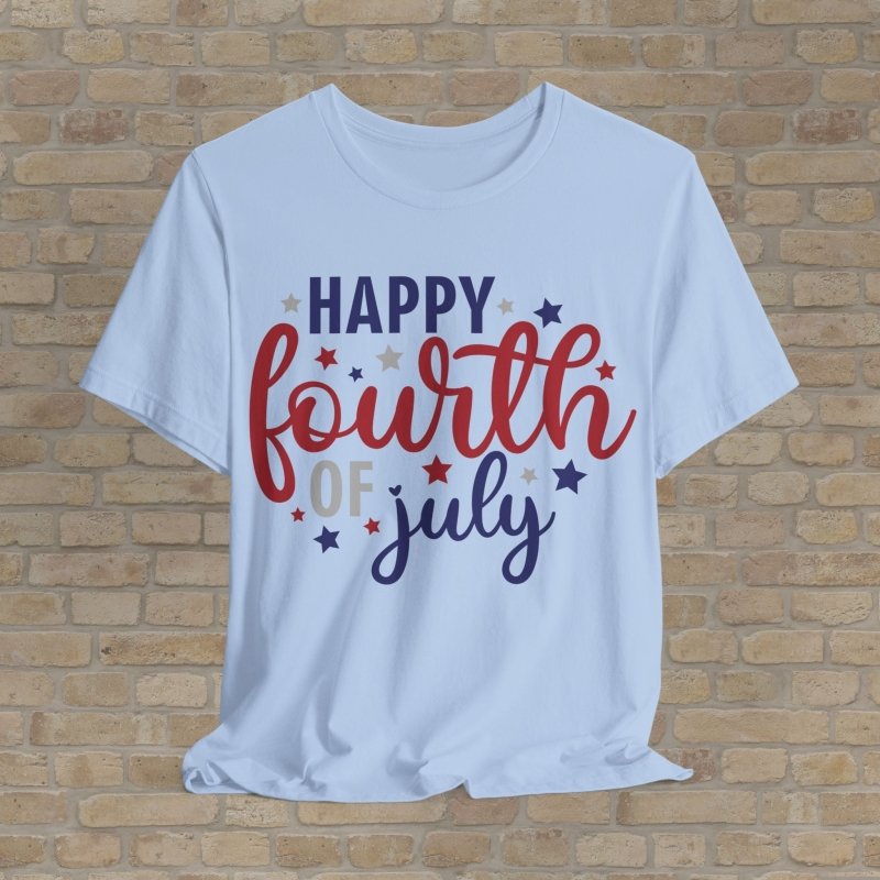 Mostly Text T-Shirts Happy Fourth Fest Tee - Vibrant Styles