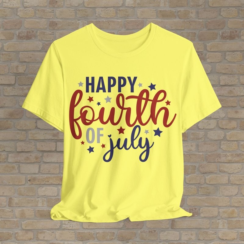 Mostly Text T-Shirts Happy Fourth Fest Tee - Vibrant Styles