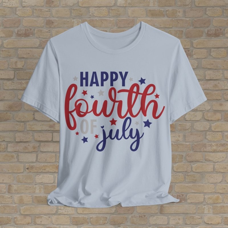 Mostly Text T-Shirts Happy Fourth Fest Tee - Vibrant Styles