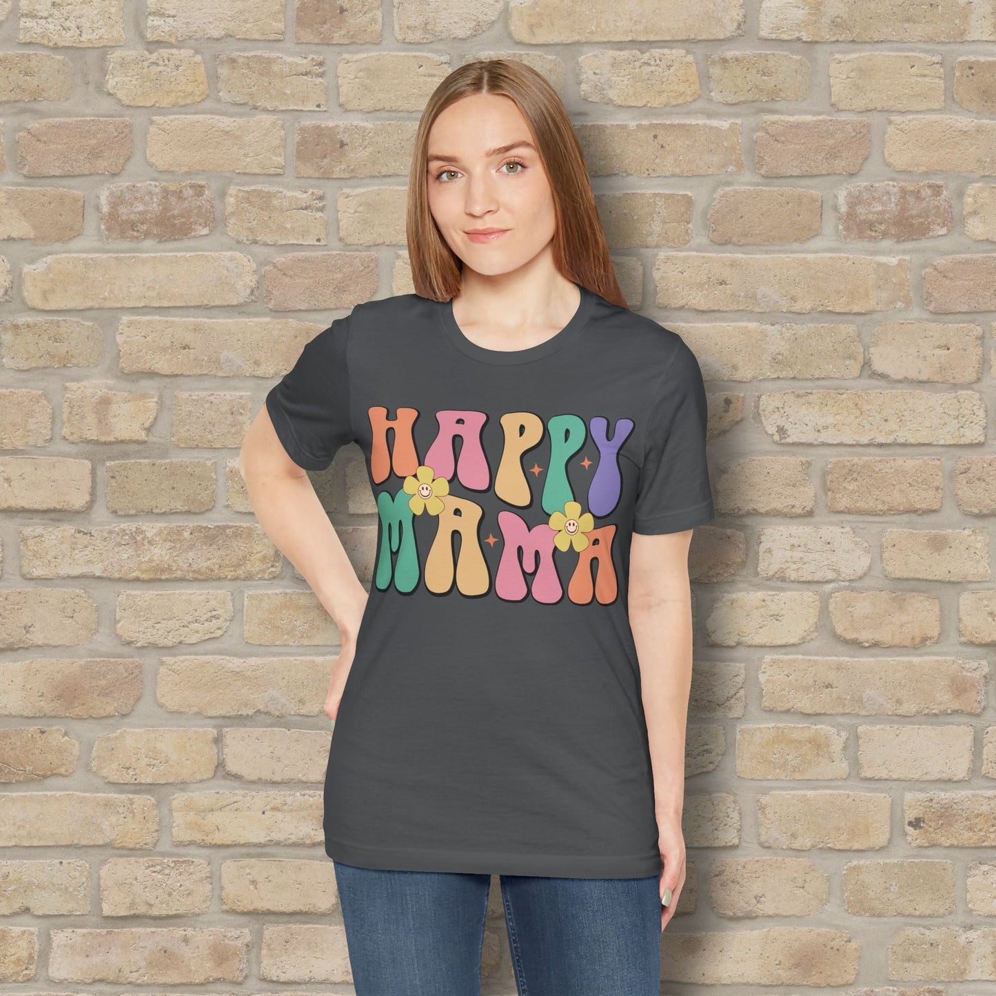 Mostly Text T-Shirts Happy Mama Tee - Vibrant Styles