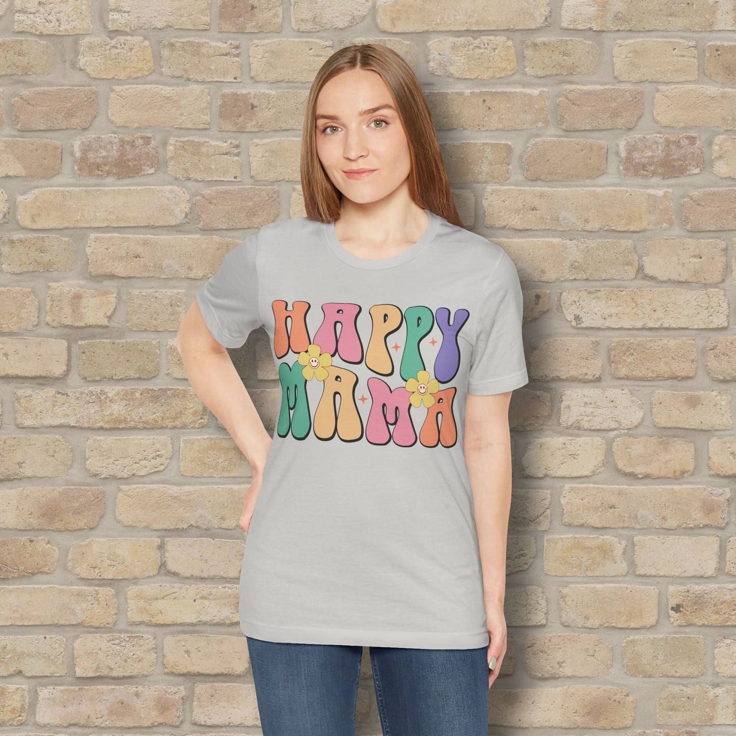 Mostly Text T-Shirts Happy Mama Tee - Vibrant Styles