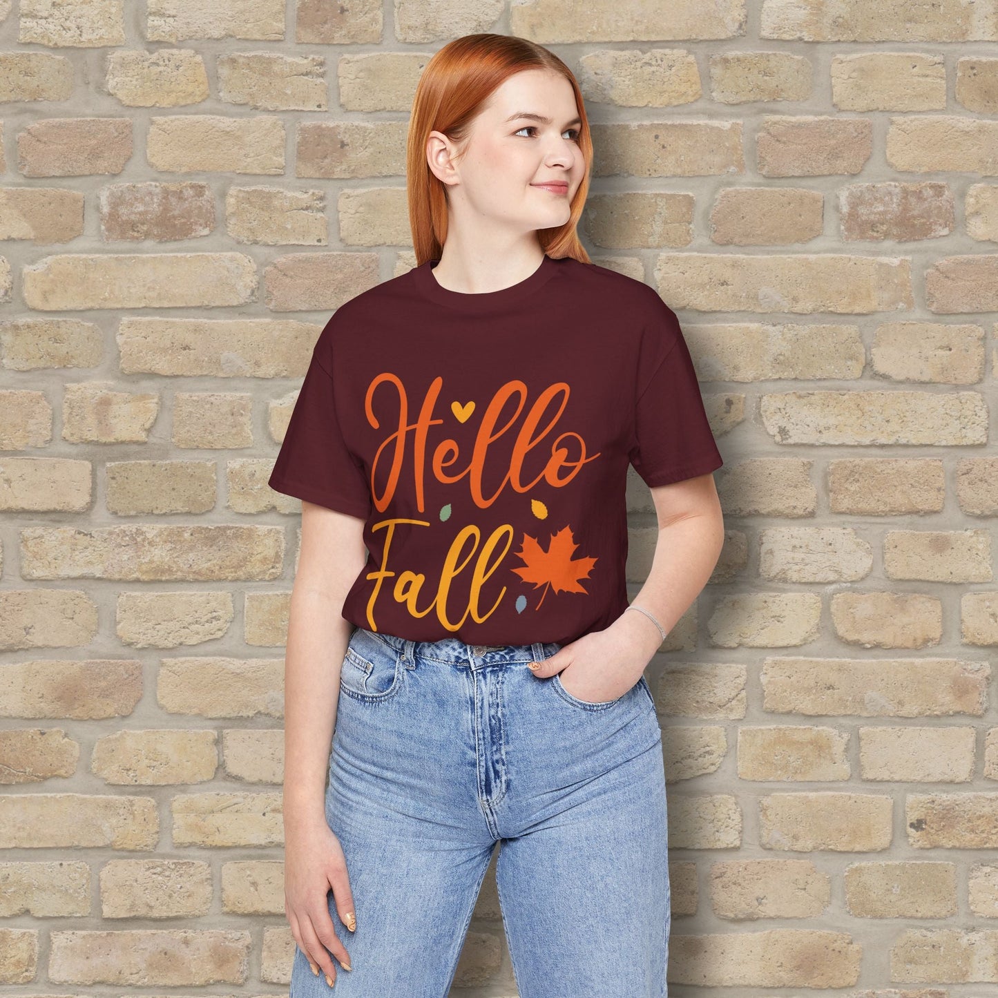 Mostly Text Hello Fall Tee - Vibrant Styles