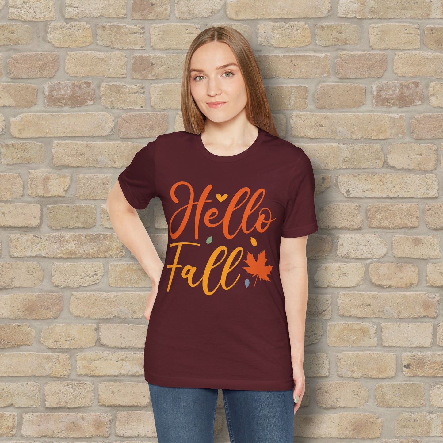 Mostly Text Hello Fall Tee - Vibrant Styles