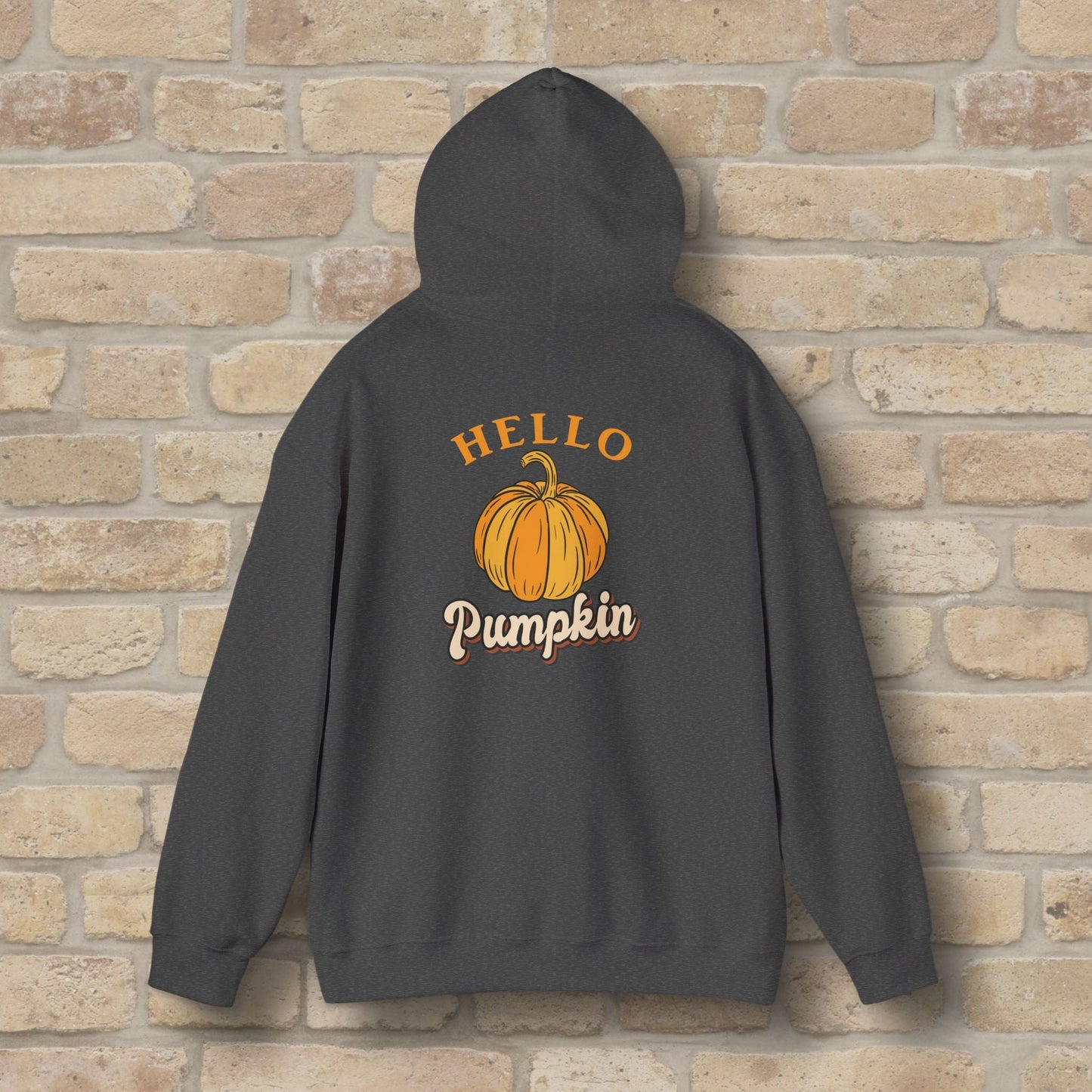 Graphic & Text Hello Pumpkin Pullover Hoodie - Vibrant Styles