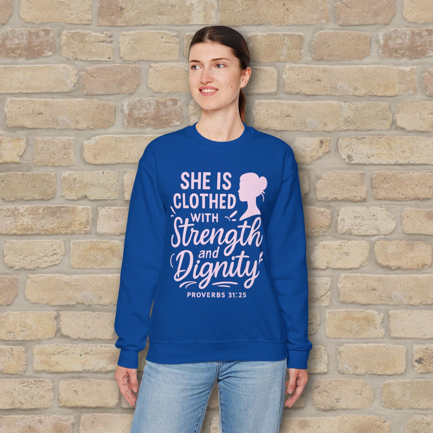 Mostly Text Her Dignified Strength Sweatshirt - Vibrant Styles