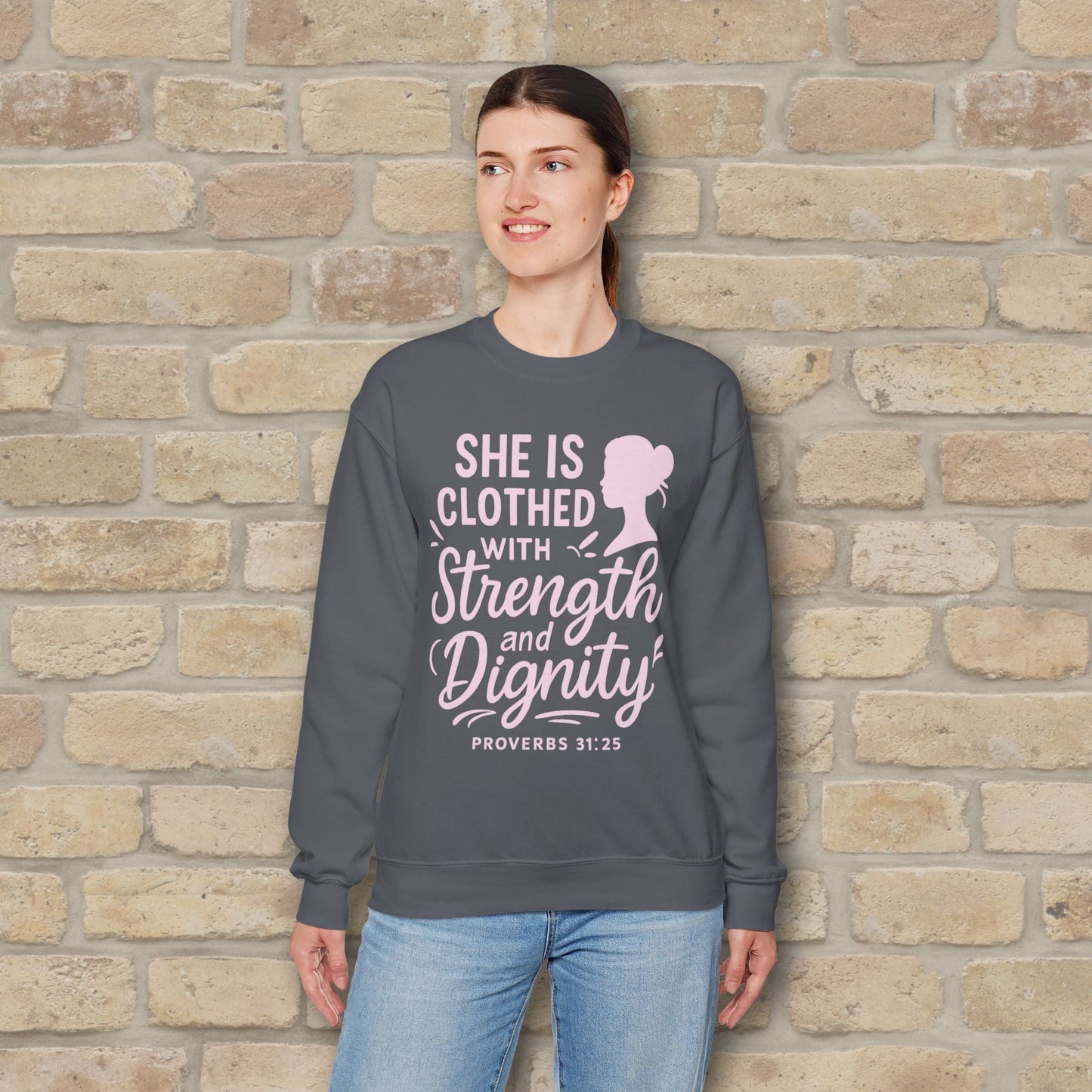 Mostly Text Her Dignified Strength Sweatshirt - Vibrant Styles