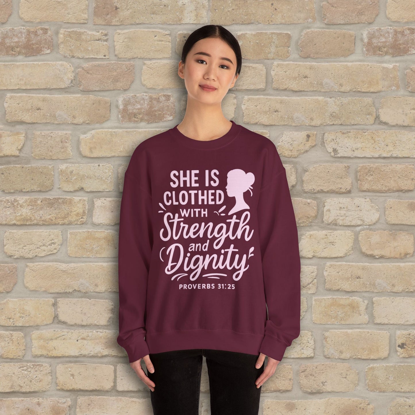 Mostly Text Her Dignified Strength Sweatshirt - Vibrant Styles