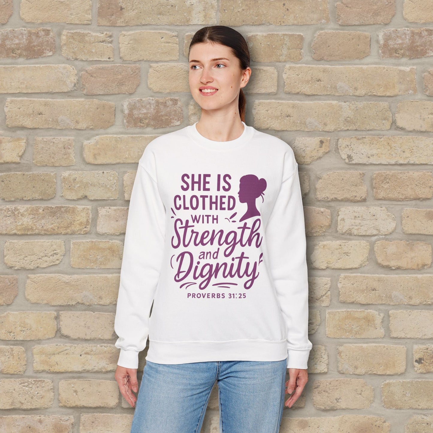 Mostly Text Her Dignified Strength Sweatshirt - Vibrant Styles