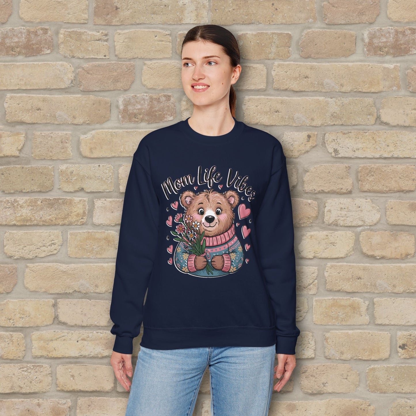 Graphic & Text Mama Bear Life Vibes Sweatshirt - Vibrant Styles