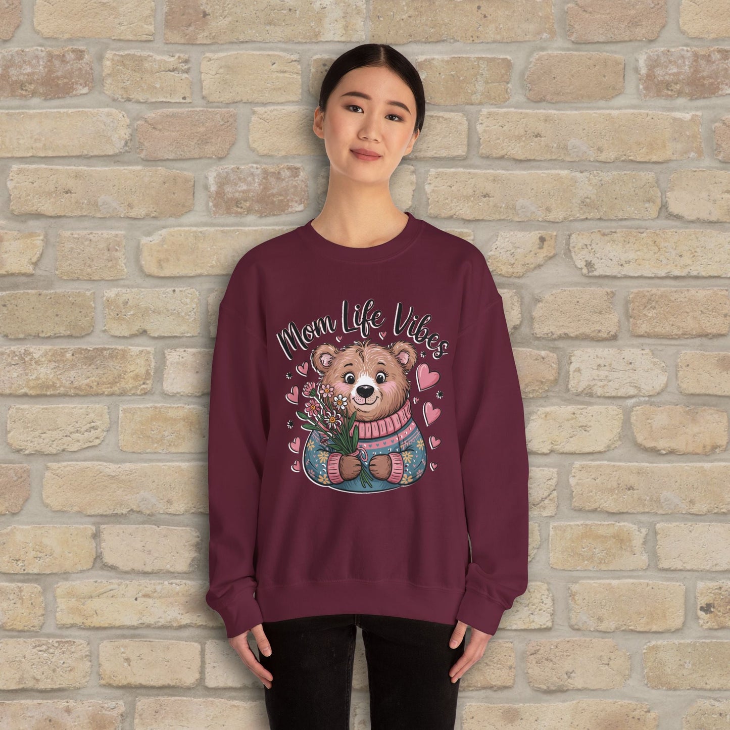 Graphic & Text Mama Bear Life Vibes Sweatshirt - Vibrant Styles
