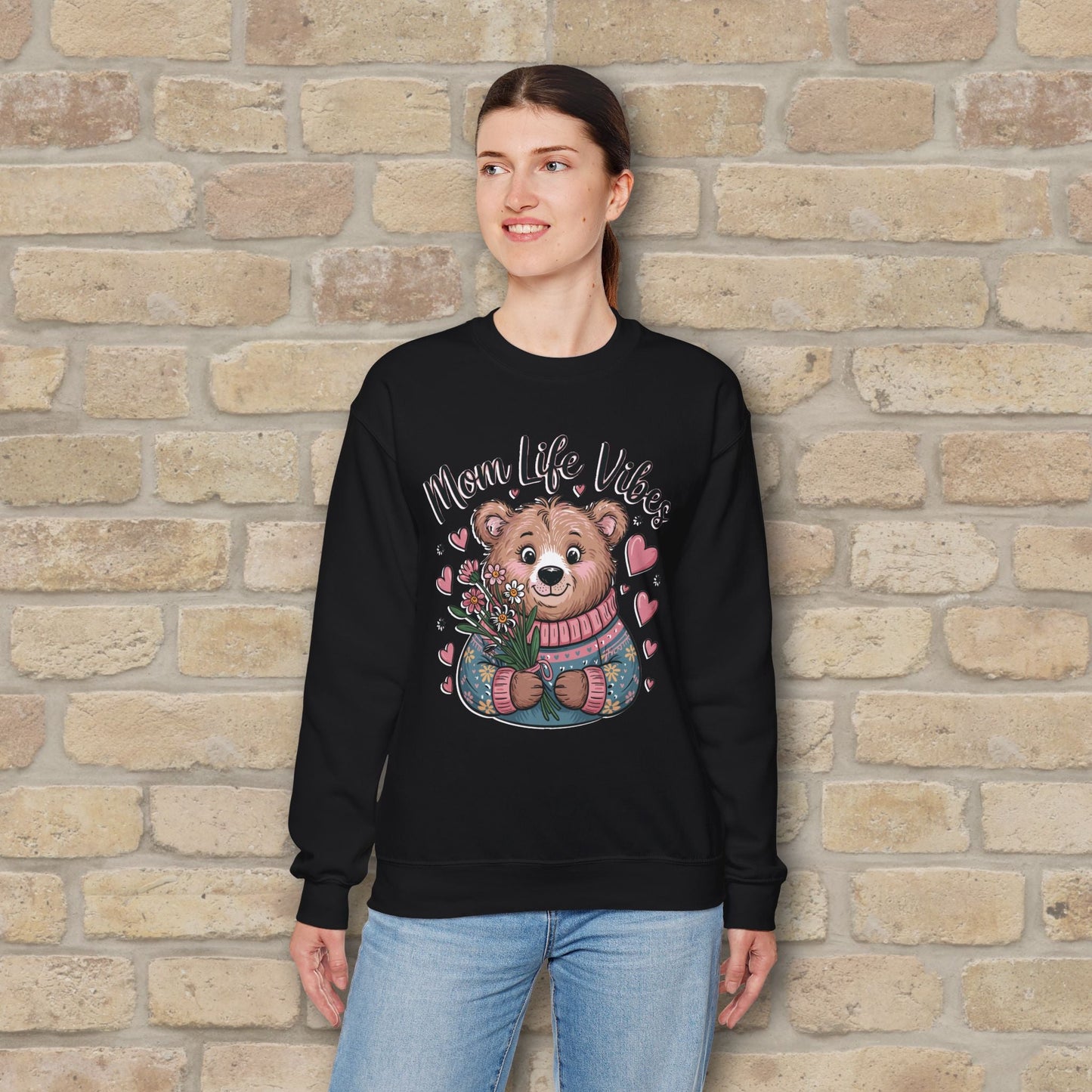 Graphic & Text Mama Bear Life Vibes Sweatshirt - Vibrant Styles