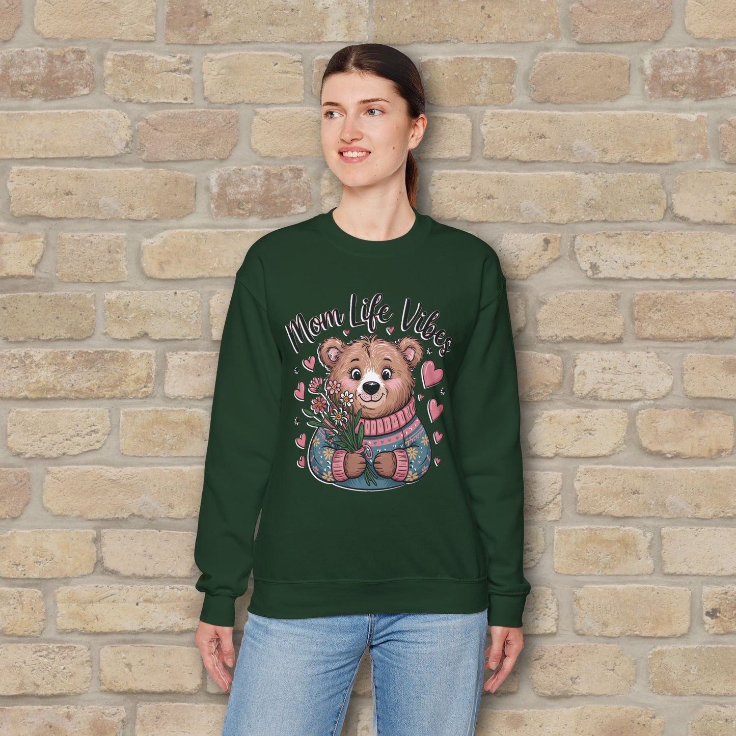 Graphic & Text Mama Bear Life Vibes Sweatshirt - Vibrant Styles