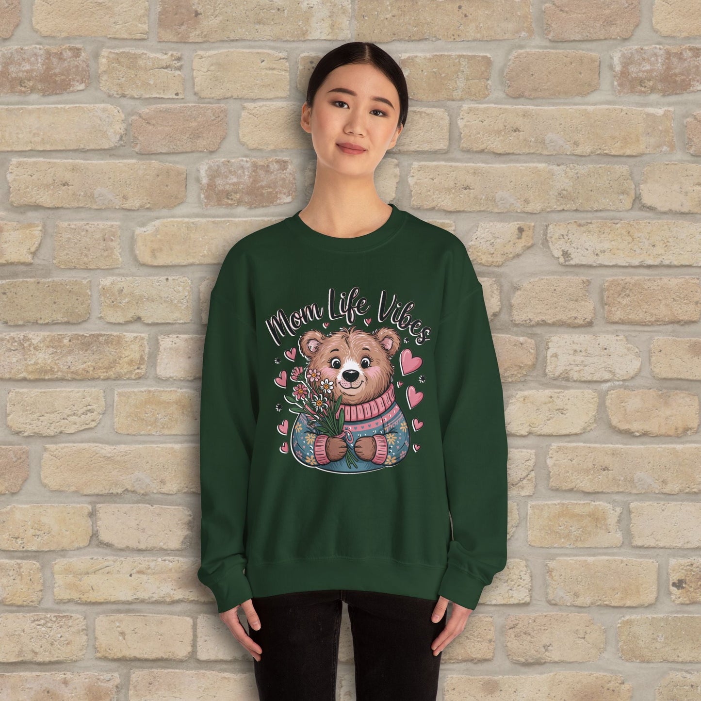 Graphic & Text Mama Bear Life Vibes Sweatshirt - Vibrant Styles