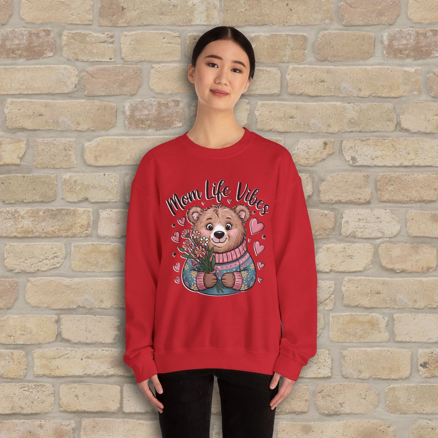 Graphic & Text Mama Bear Life Vibes Sweatshirt - Vibrant Styles