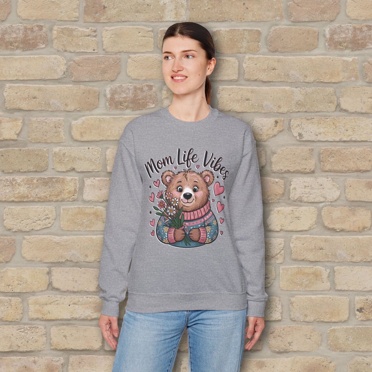 Graphic & Text Mama Bear Life Vibes Sweatshirt - Vibrant Styles