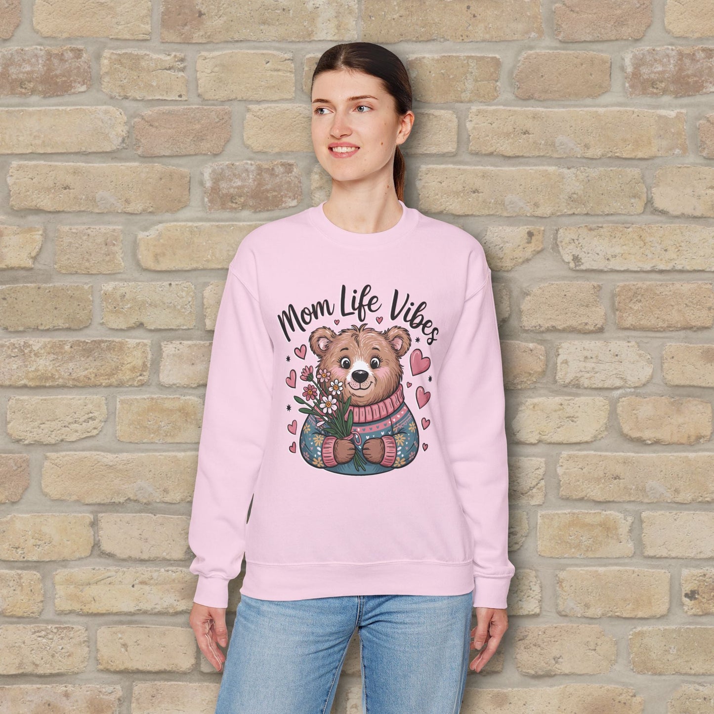Graphic & Text Mama Bear Life Vibes Sweatshirt - Vibrant Styles