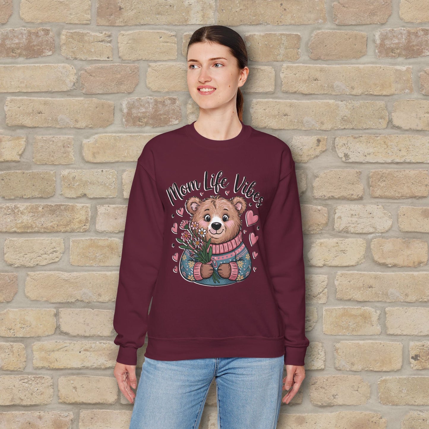 Graphic & Text Mama Bear Life Vibes Sweatshirt - Vibrant Styles