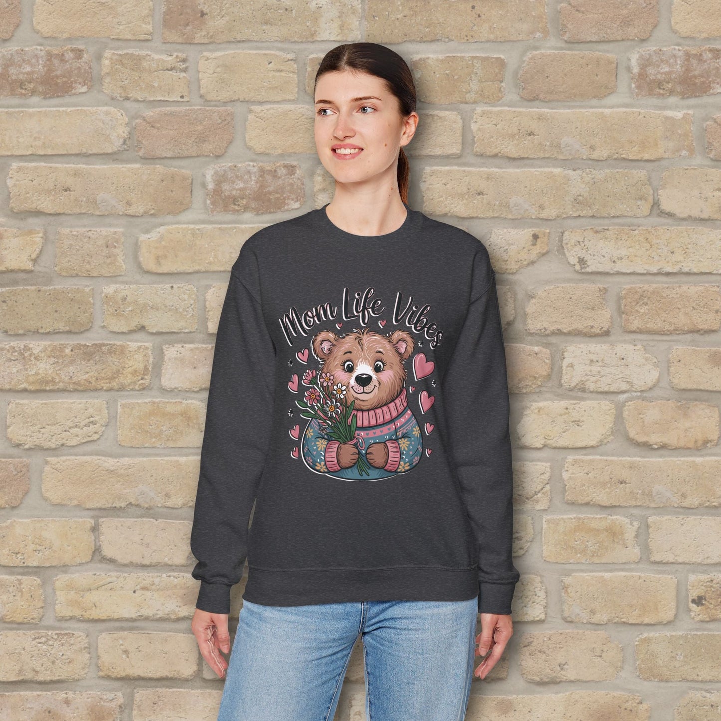Graphic & Text Mama Bear Life Vibes Sweatshirt - Vibrant Styles