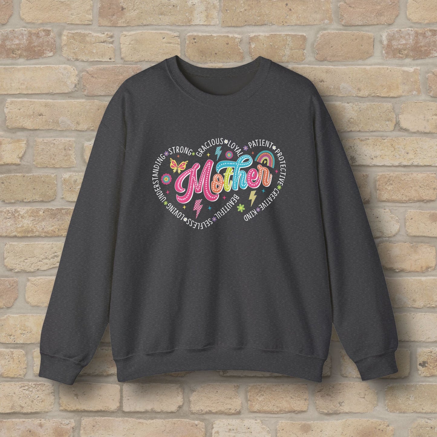 Mostly Text Mama Heart Quotes Sweatshirt - Vibrant Styles