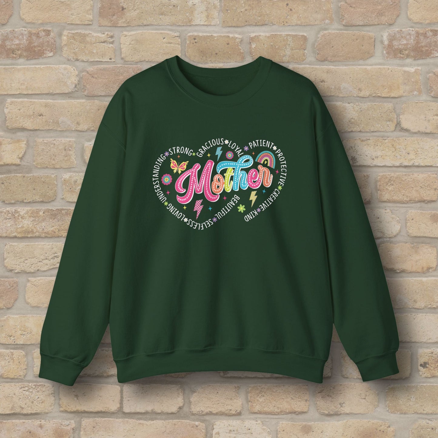 Mostly Text Mama Heart Quotes Sweatshirt - Vibrant Styles