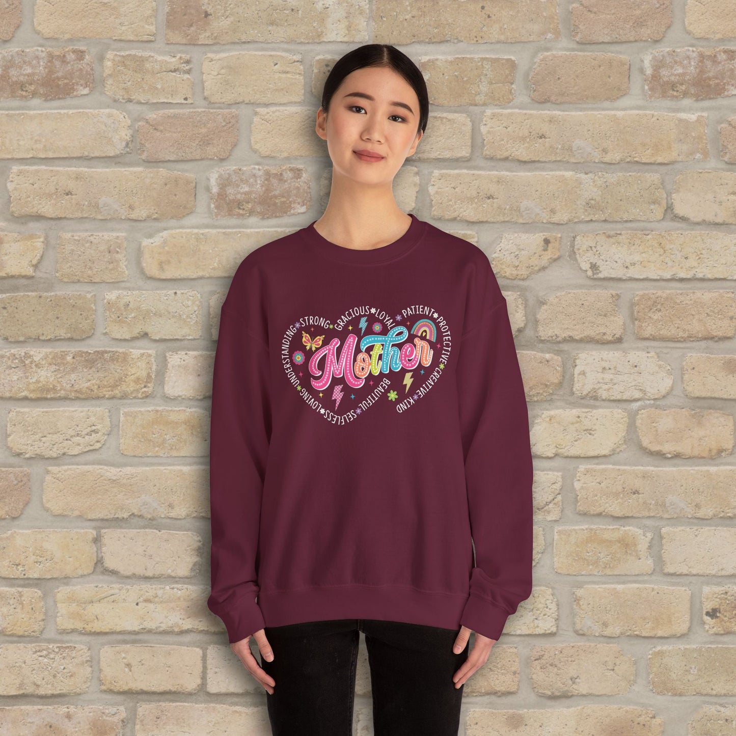 Mostly Text Mama Heart Quotes Sweatshirt - Vibrant Styles