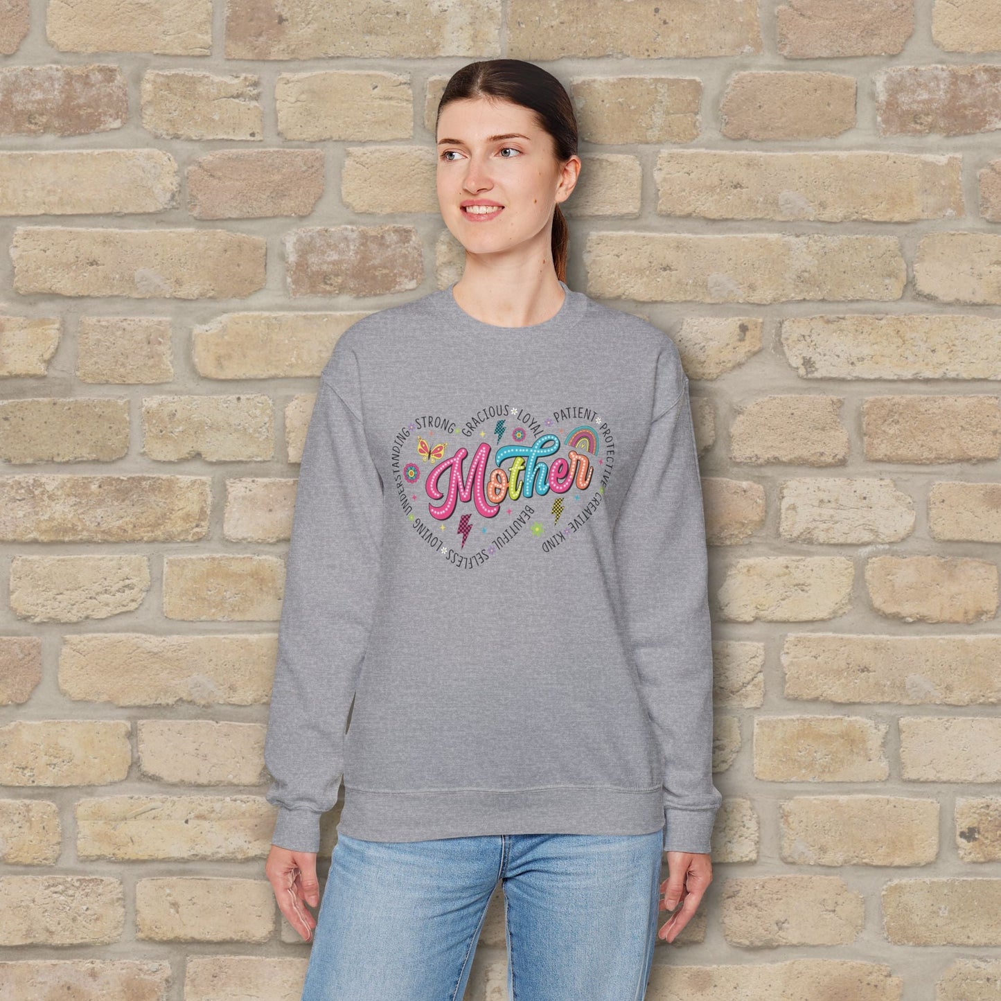 Mostly Text Mama Heart Quotes Sweatshirt - Vibrant Styles