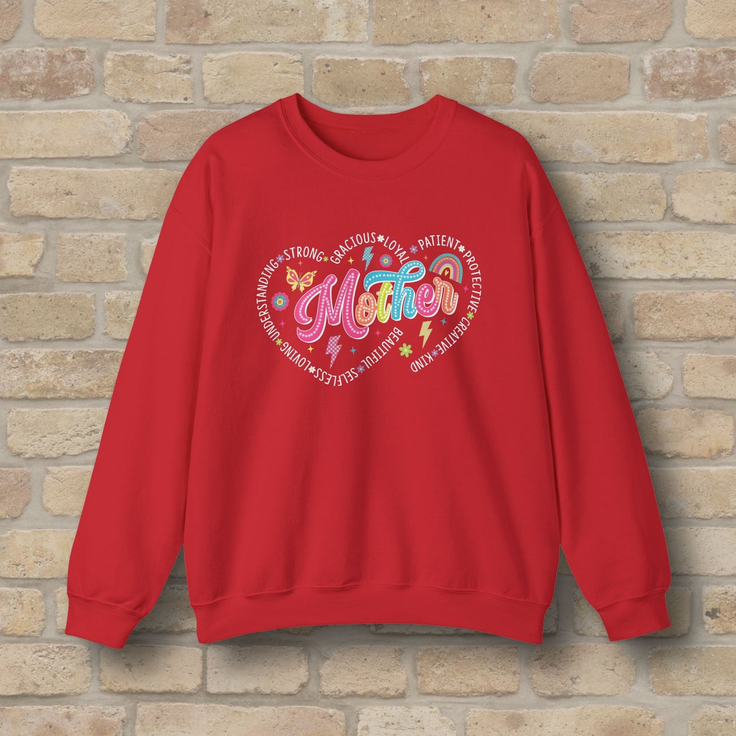 Mostly Text Mama Heart Quotes Sweatshirt - Vibrant Styles