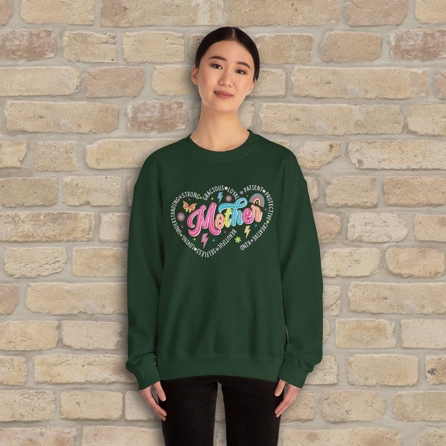 Mostly Text Mama Heart Quotes Sweatshirt - Vibrant Styles