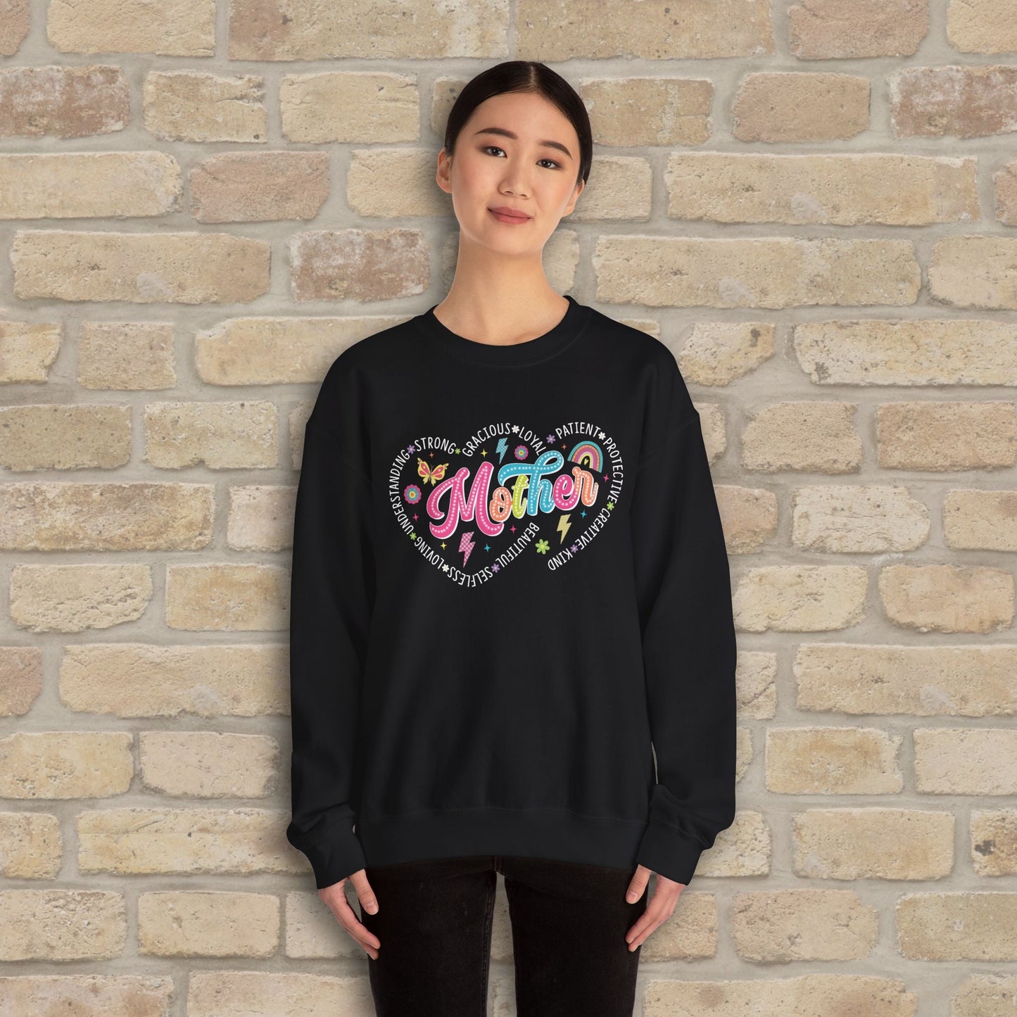 Mostly Text Mama Heart Quotes Sweatshirt - Vibrant Styles