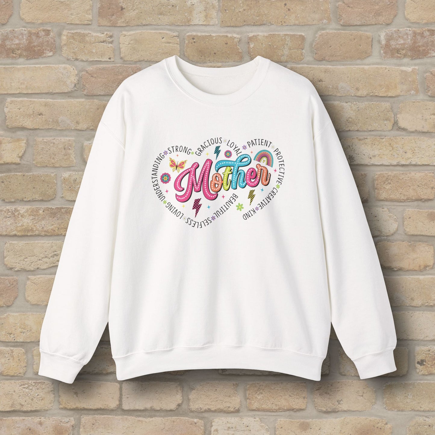 Mostly Text Mama Heart Quotes Sweatshirt - Vibrant Styles