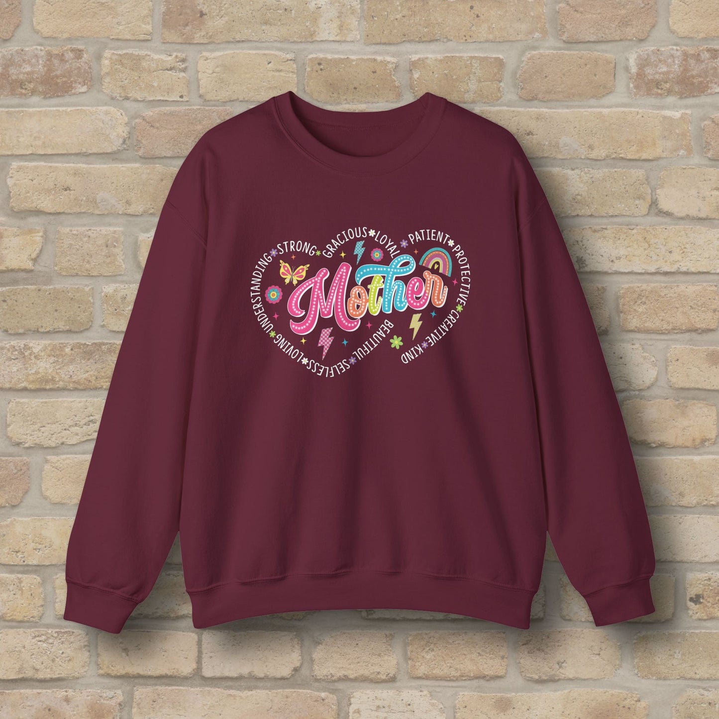Mostly Text Mama Heart Quotes Sweatshirt - Vibrant Styles