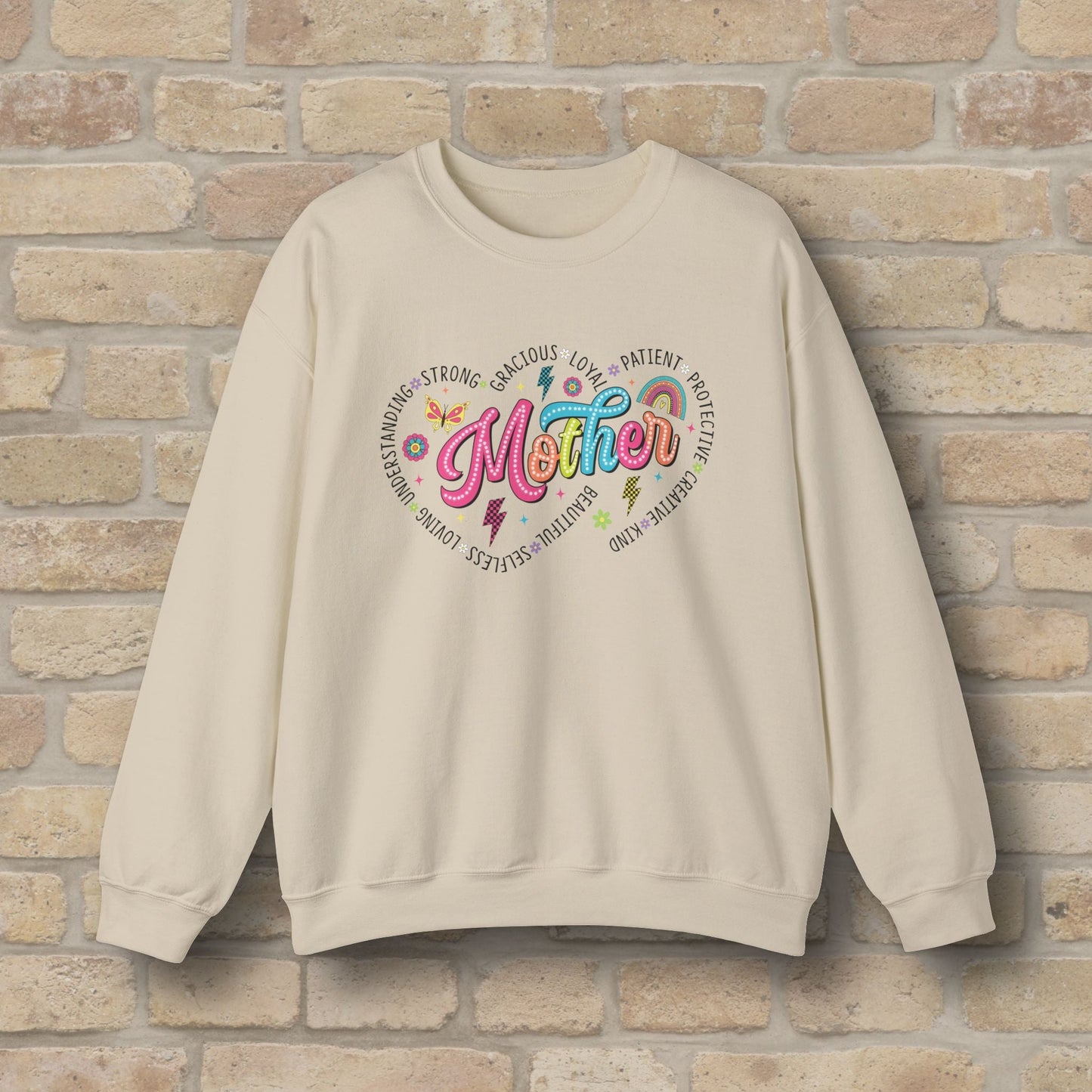 Mostly Text Mama Heart Quotes Sweatshirt - Vibrant Styles