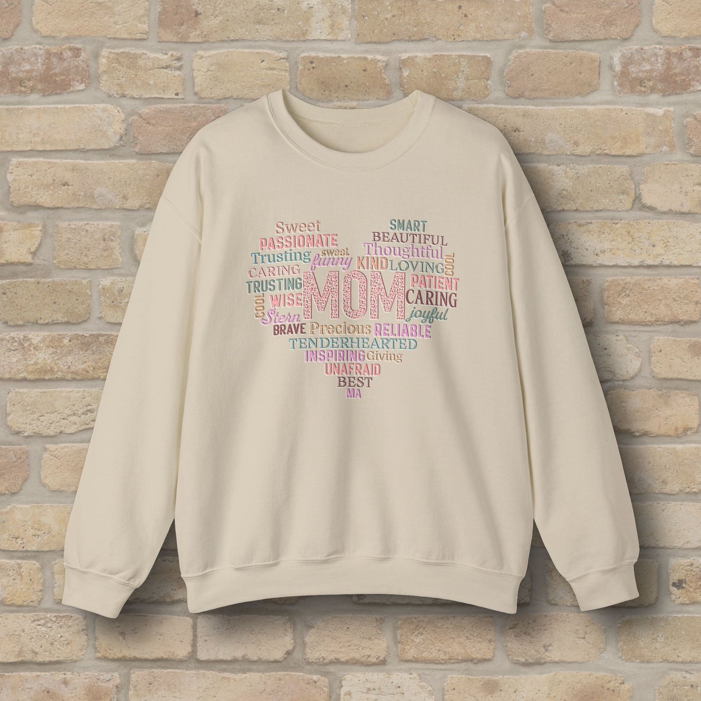 Text Only Mom Heart Shaped Attributes Sweatshirt - Vibrant Styles