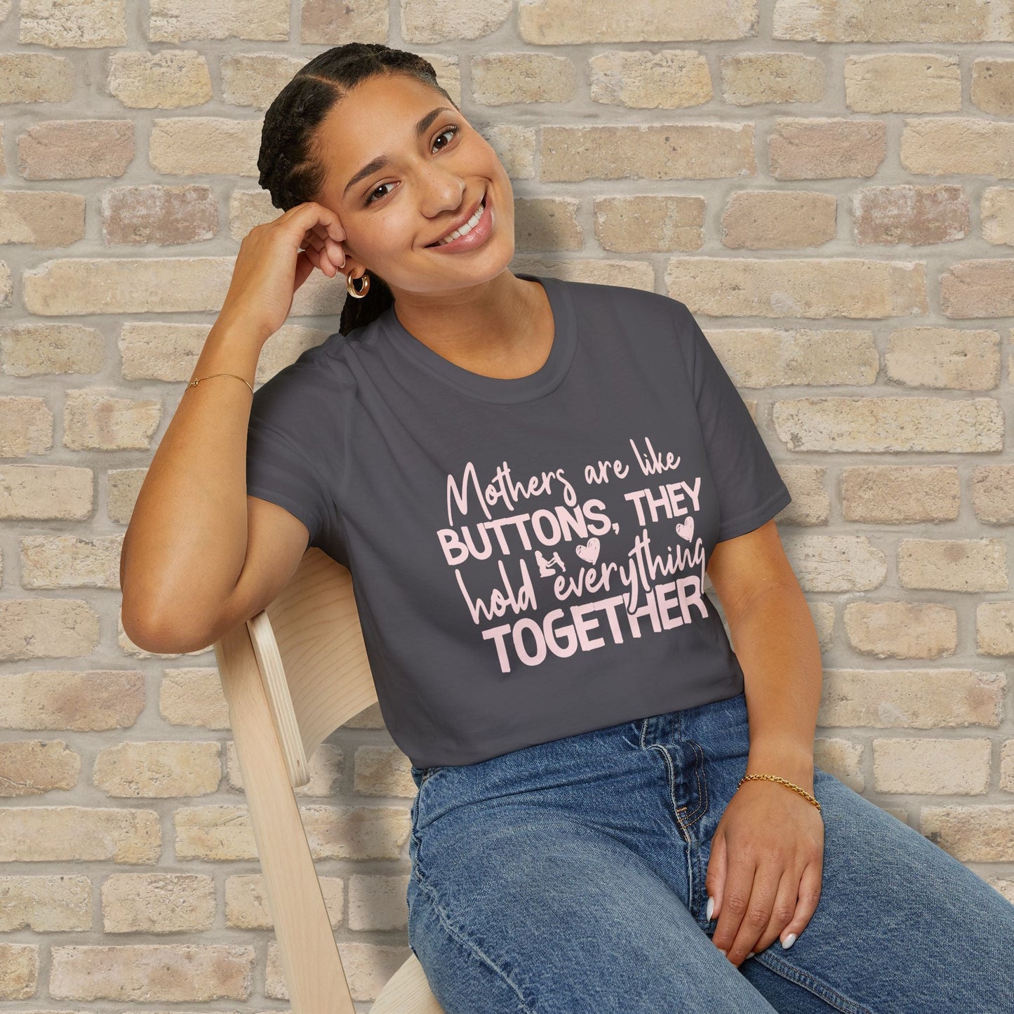 Mostly Text T-Shirts Mothers Are Like Buttons Tee - Vibrant Styles