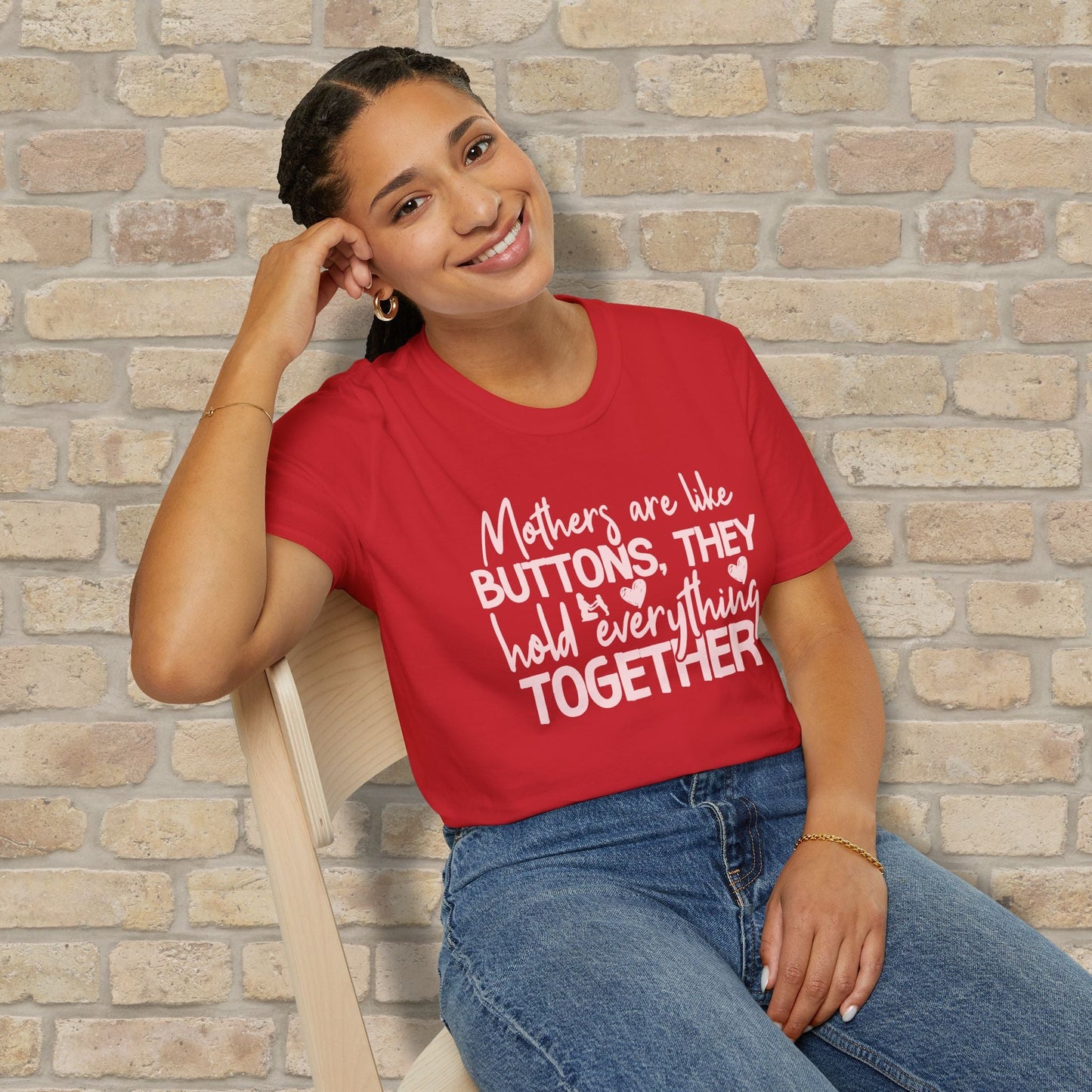 Mostly Text T-Shirts Mothers Are Like Buttons Tee - Vibrant Styles