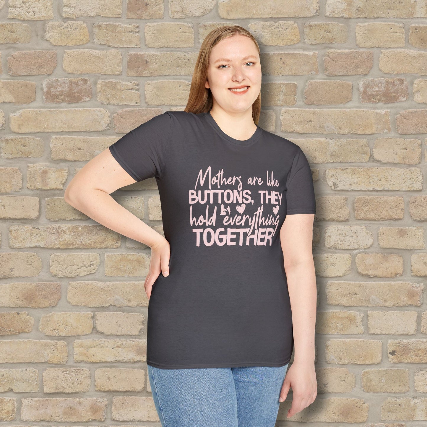 Mostly Text T-Shirts Mothers Are Like Buttons Tee - Vibrant Styles