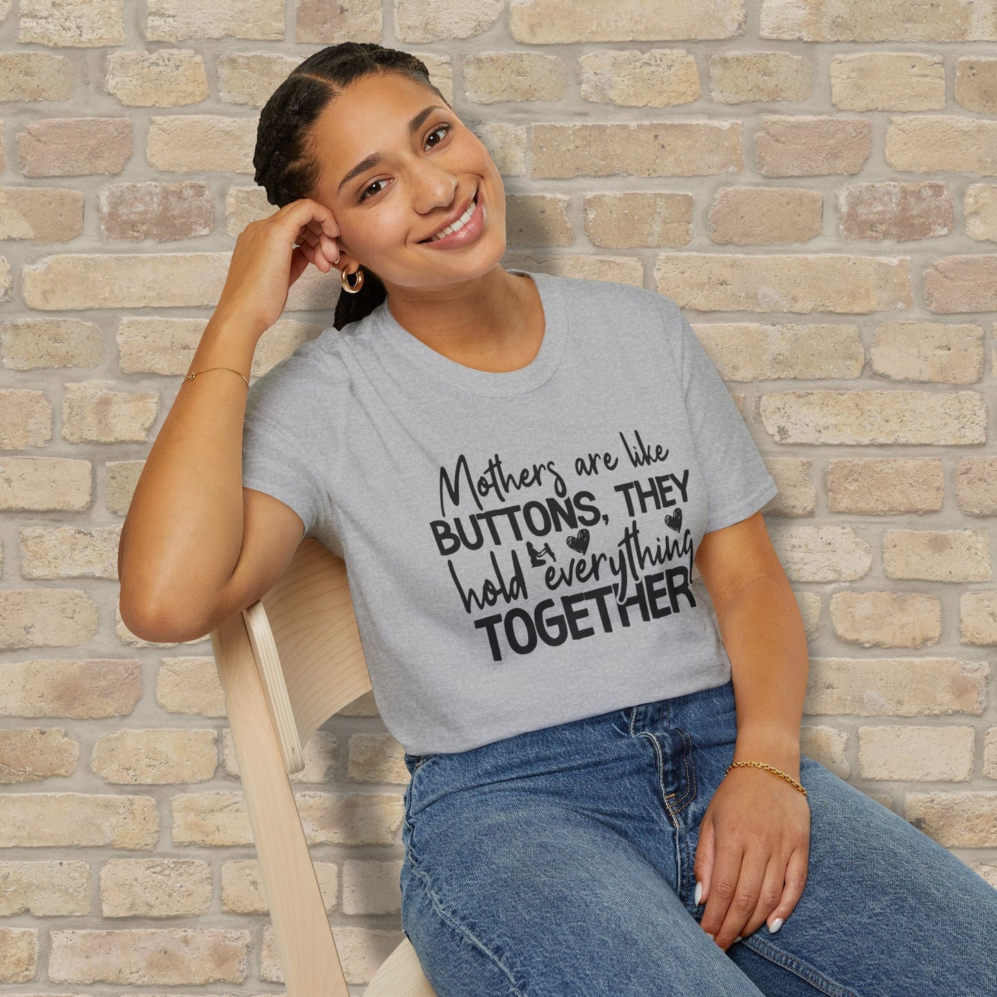 Mostly Text T-Shirts Mothers Are Like Buttons Tee - Vibrant Styles