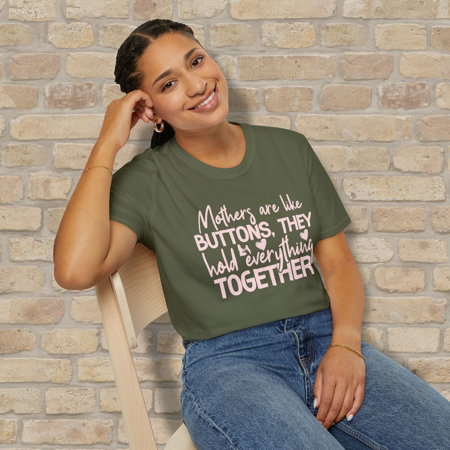 Mostly Text T-Shirts Mothers Are Like Buttons Tee - Vibrant Styles