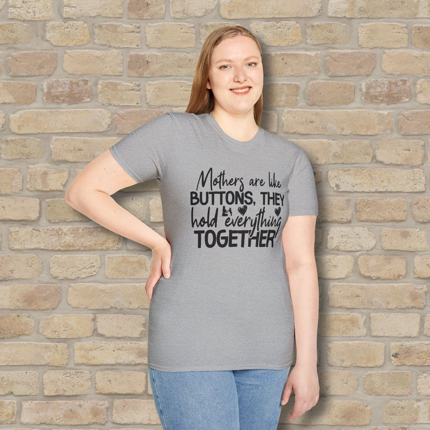 Mostly Text T-Shirts Mothers Are Like Buttons Tee - Vibrant Styles