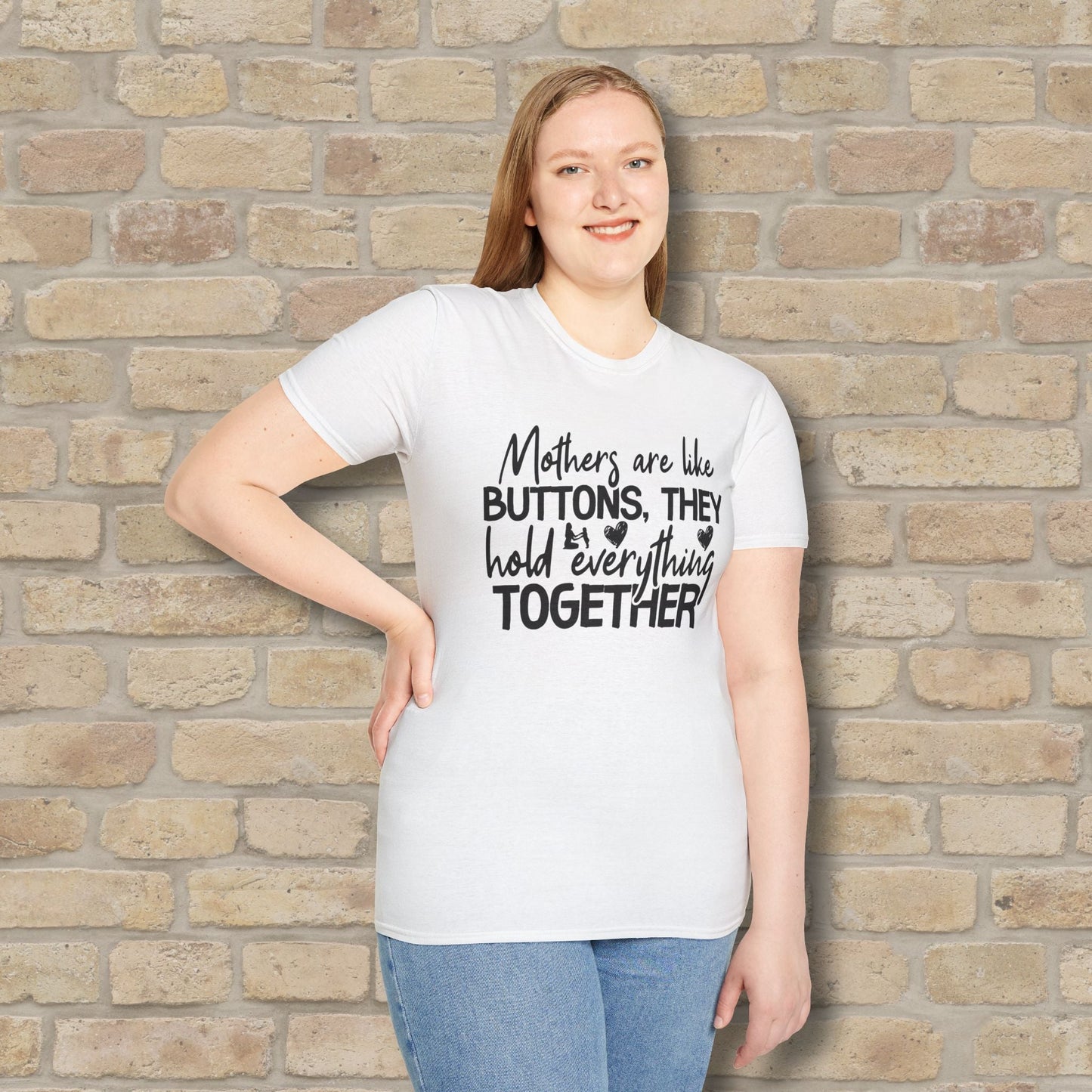 Mostly Text T-Shirts Mothers Are Like Buttons Tee - Vibrant Styles