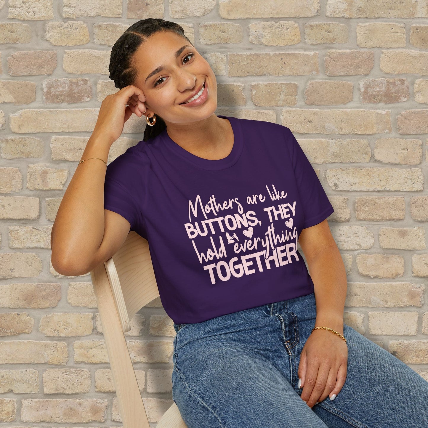 Mostly Text T-Shirts Mothers Are Like Buttons Tee - Vibrant Styles