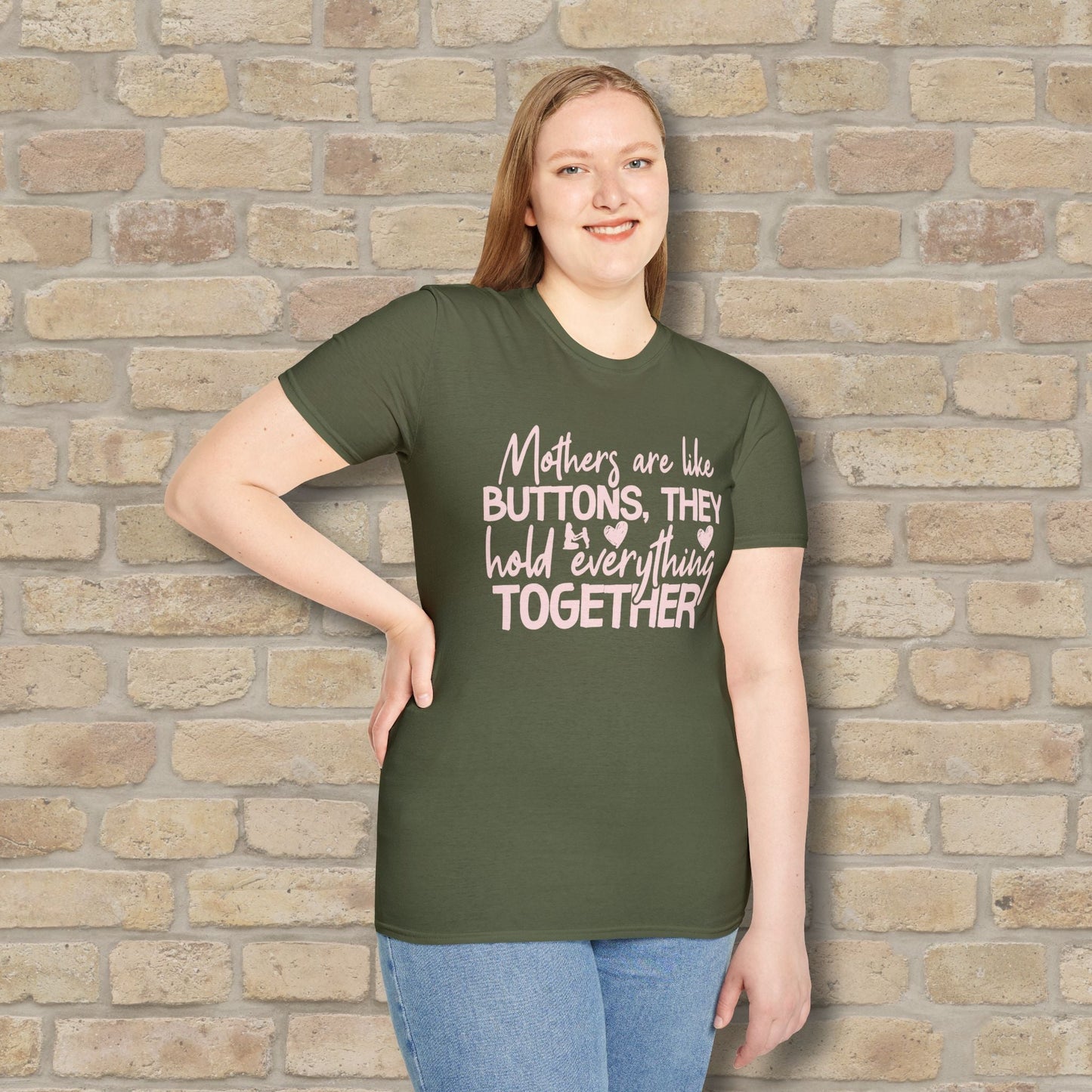 Mostly Text T-Shirts Mothers Are Like Buttons Tee - Vibrant Styles