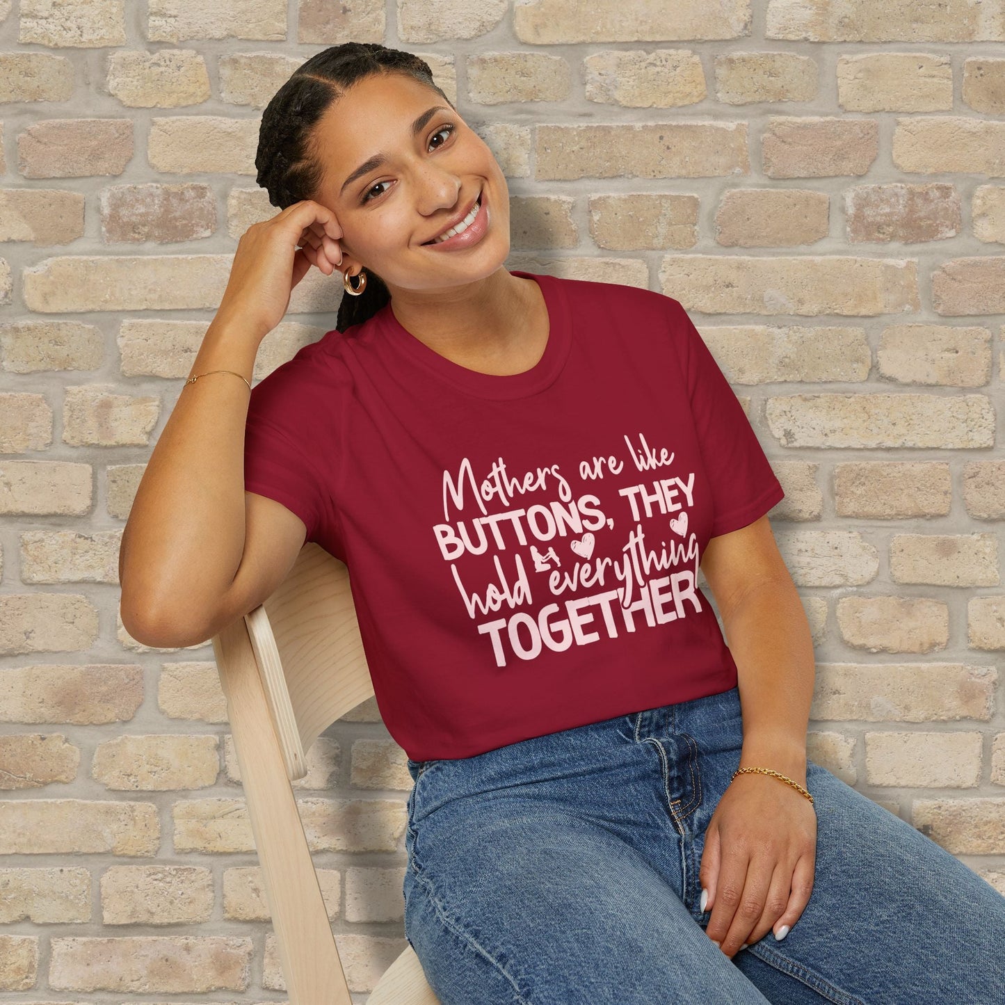 Mostly Text T-Shirts Mothers Are Like Buttons Tee - Vibrant Styles
