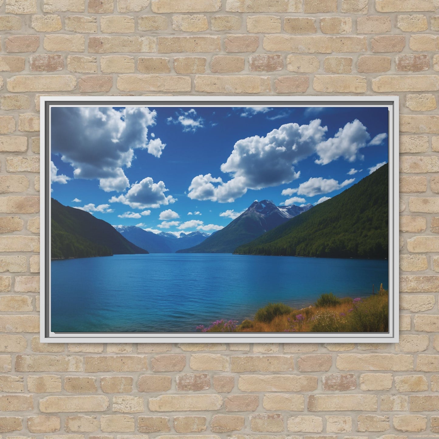 Canvas Patagonian Blue Matte Canvas, Pinewood Framed - Vibrant Styles