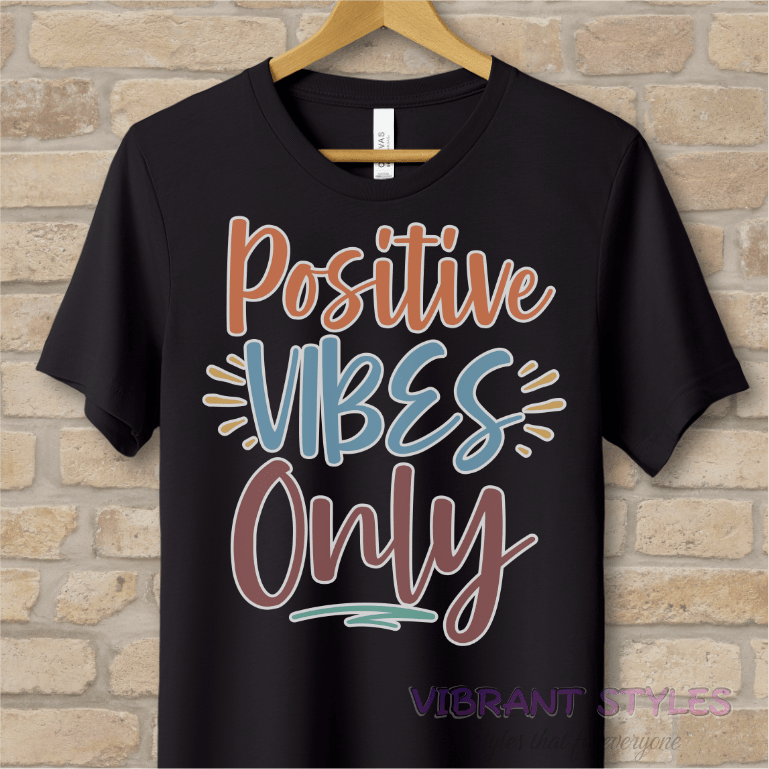 Text Only T-Shirts Positive Vibes Only Tee - Vibrant Styles