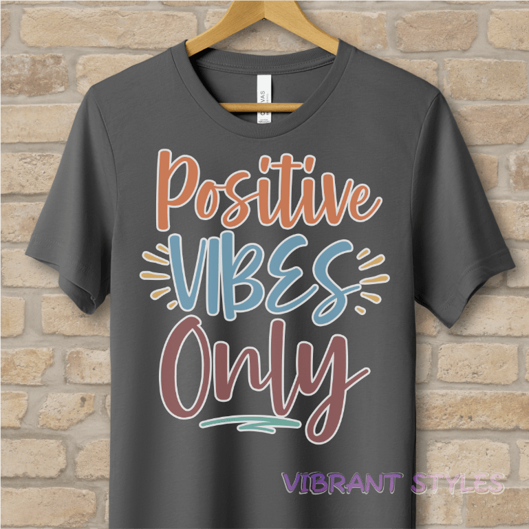 Text Only T-Shirts Positive Vibes Only Tee - Vibrant Styles