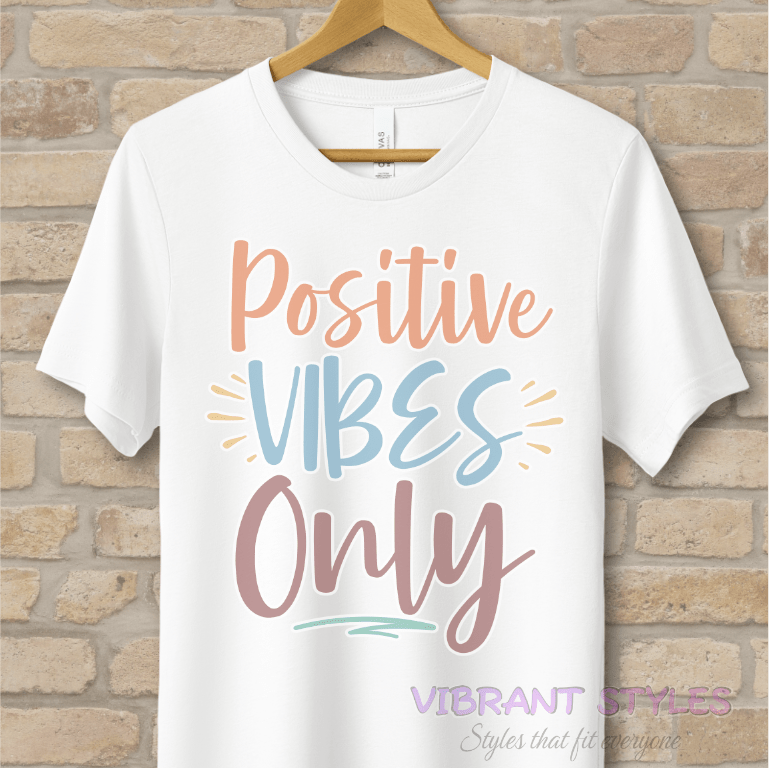 Text Only T-Shirts Positive Vibes Only Tee - Vibrant Styles