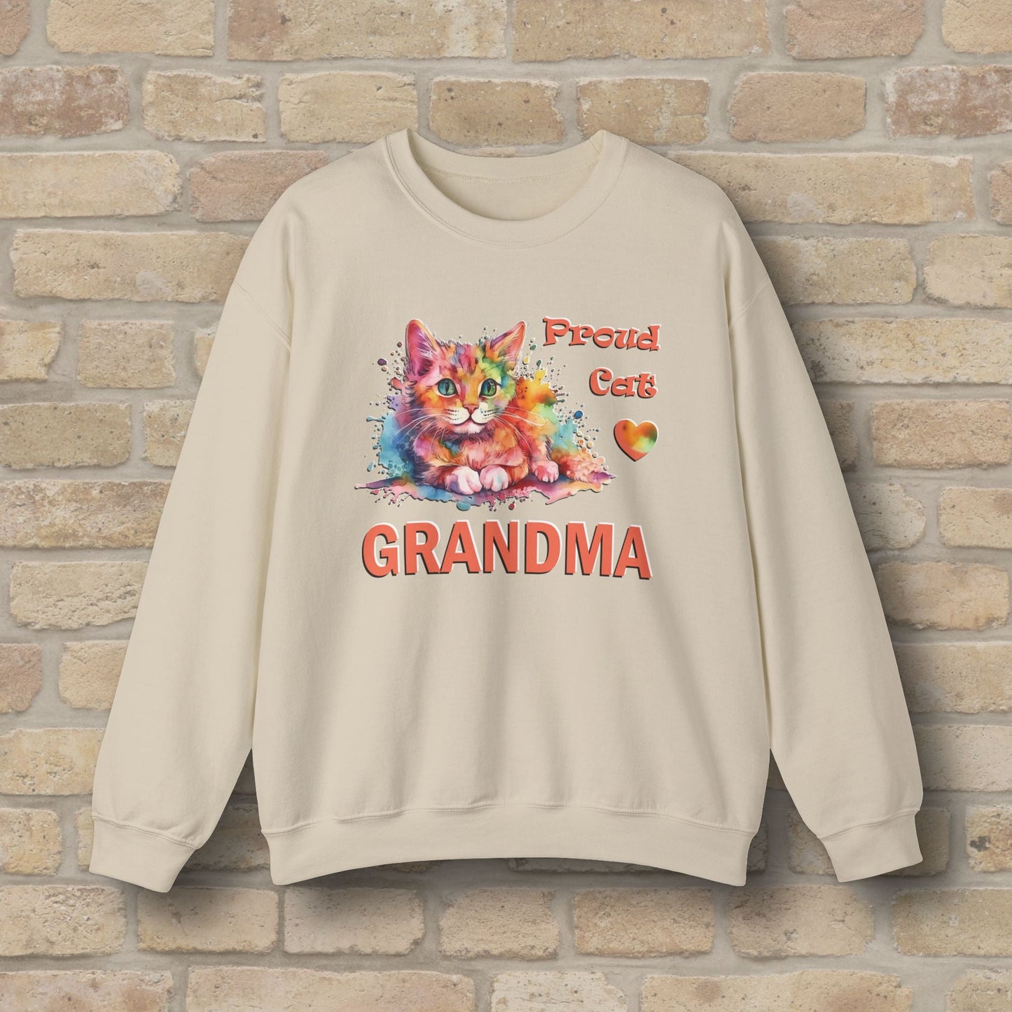 Graphic & Text Proud Cat Grandma Sweatshirt - Vibrant Styles